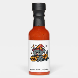Cute Dog Witch hat Pumpkin Fun Halloween Oversized Hot Sauces