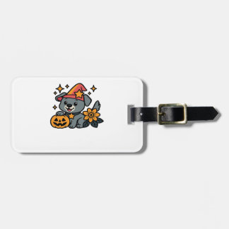 Cute Dog Witch hat Pumpkin Fun Halloween Oversized Luggage Tag