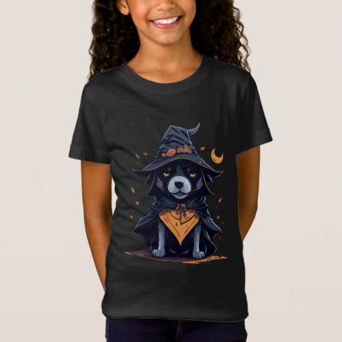 Cute Dog Witch Hat T_Shirt