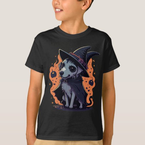 Cute Dog Witch Robe T_Shirt