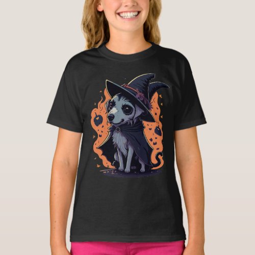 Cute Dog Witch Robe T_Shirt