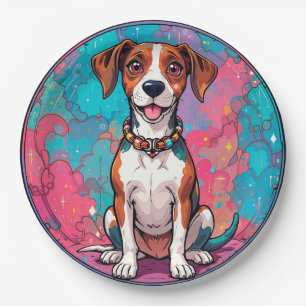 Cute Dog With a Colorful Collar Paper Plates