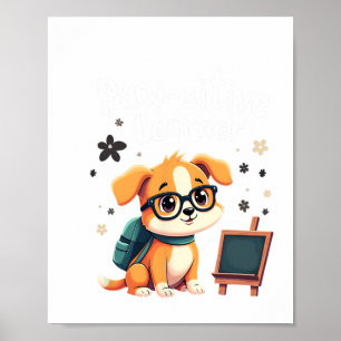 Cute Dog With Backpack Back To School Clroom Puppy Poster