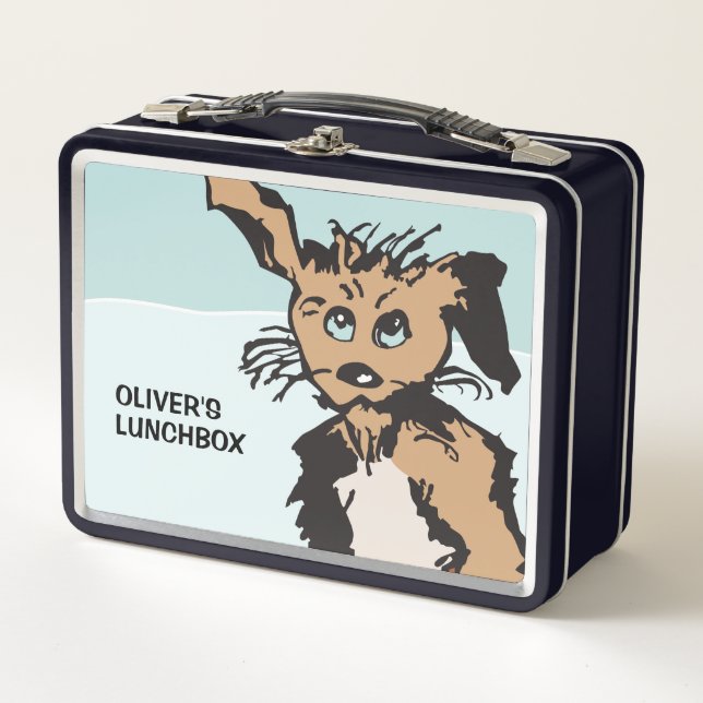Cute Dog With Blue Puppy Eyes Metal Lunch Box (Front)