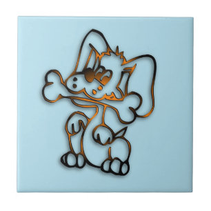 Cute Dog with Bone Tile