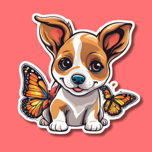 Cute Dog with Butterflies Sticker