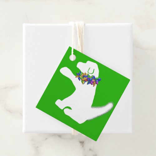 Cute dog with Christmas lights Favor Tags