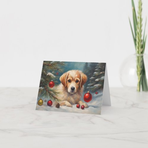 Cute Dog With Christmas Ornaments Holiday Card