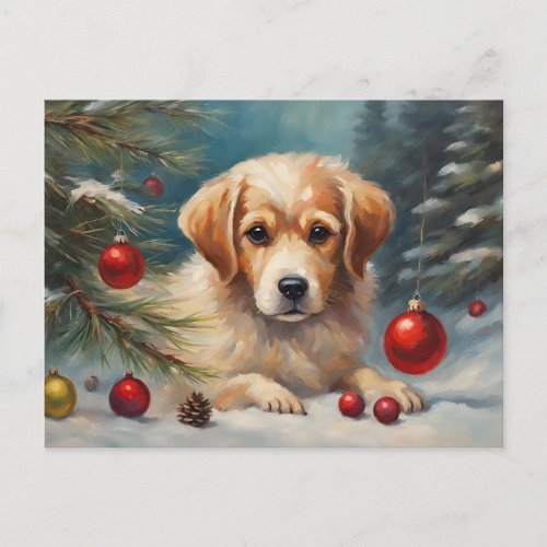 Cute Dog With Christmas Ornaments Postcard