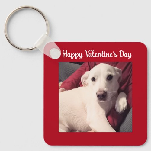 Cute Dog with Dad Valentines Day Two Photo Keychain