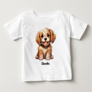 Cute dog with editable name baby T-Shirt