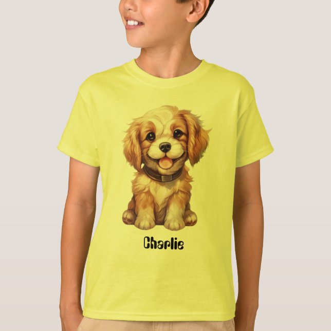 Cute dog with editable name T-Shirt (Front)