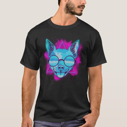 cute dog with glasses and full color T_Shirt