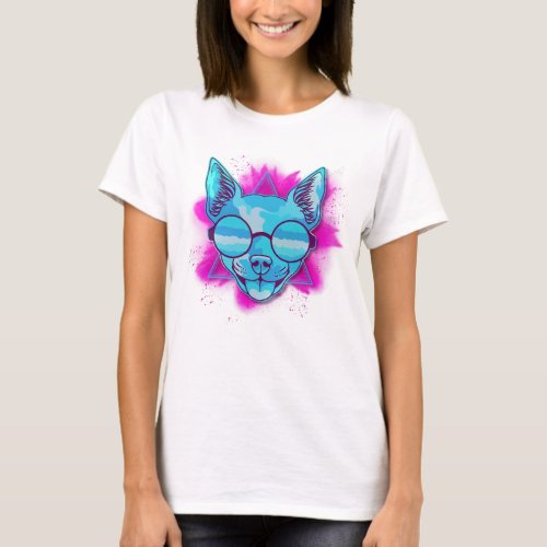 cute dog with glasses T_Shirt