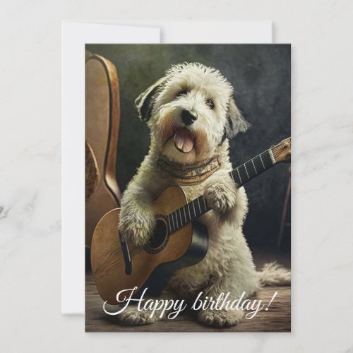 Cute Dog with Guitar  Holiday Card