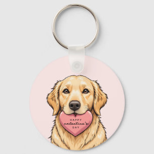 Cute Dog with Heart Happy Valentine's Day Keychain