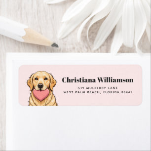 Cute Dog with Heart Happy Valentine's Day Label