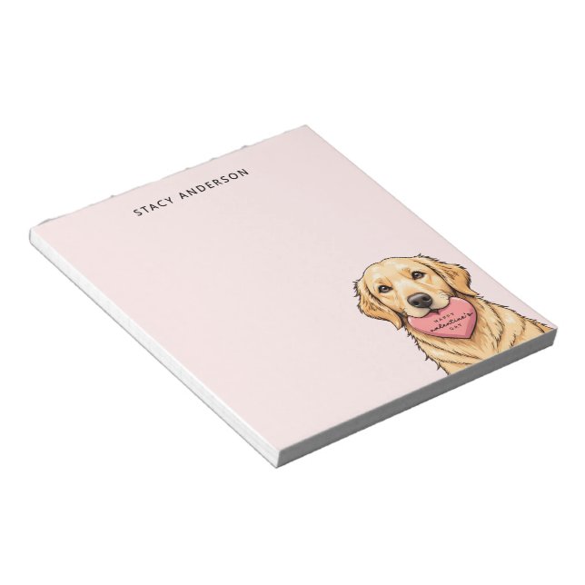 Cute Dog with Heart Happy Valentine's Day Notepad (Angled)