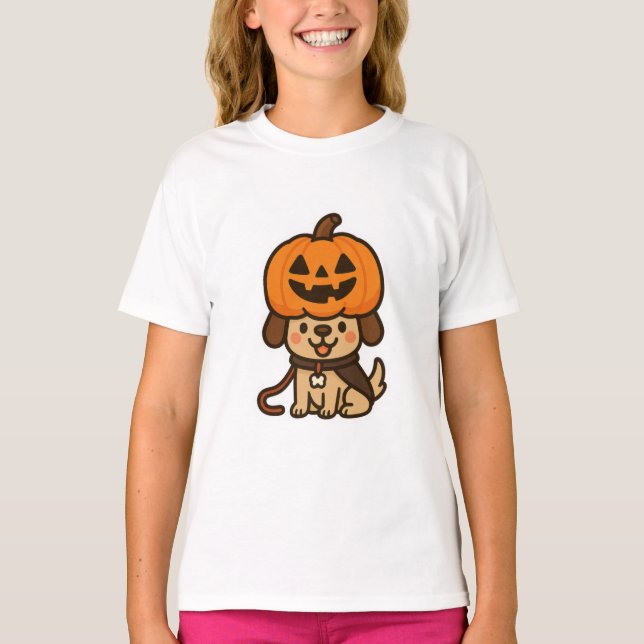 Cute dog with jack-o-lantern T-Shirt (Front)