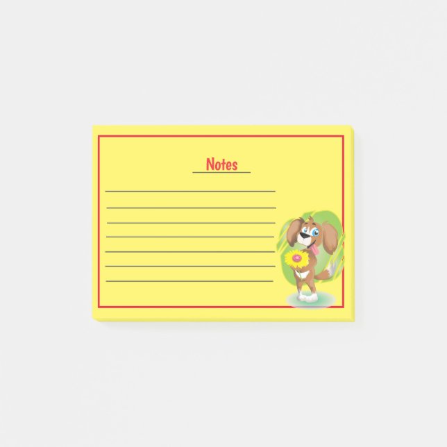 Cute Dog with Lines Post-it Notes (Front)