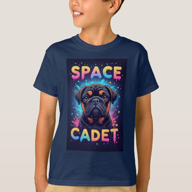 Cute Dog With Neon Paint Splashes T-Shirt (Front)