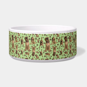 Cute Dog with Paw Prints Bowl