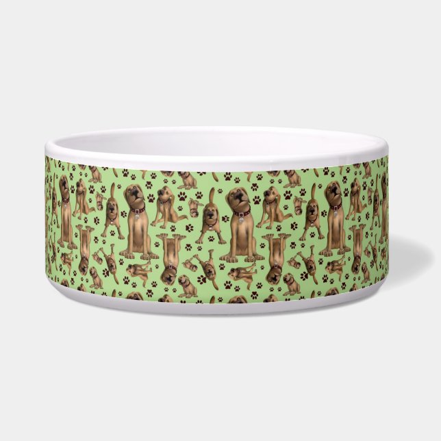 Cute Dog with Paw Prints Bowl (Front)