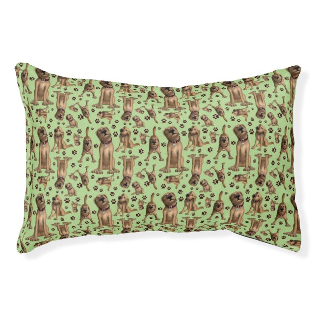 Cute Dog with Paw Prints Pet Bed (Front)