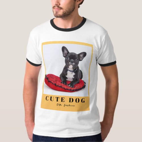 CUTE DOG WITH PILLOW RED COLOUR LOGO TSHIRT 