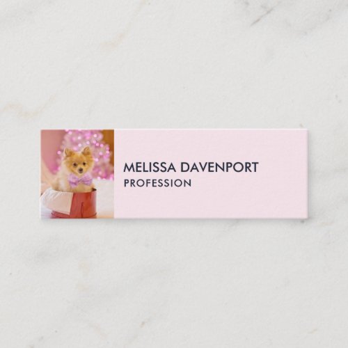 Cute Dog with Pink Bow Christmas Photo Mini Business Card