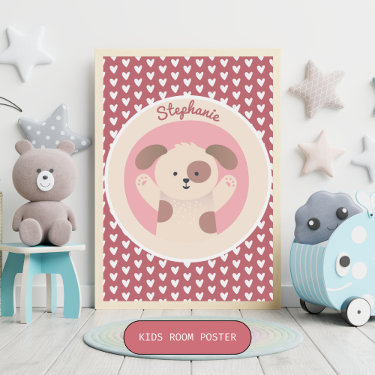 Cute Dog with Polkadots Fun Kids Bedroom