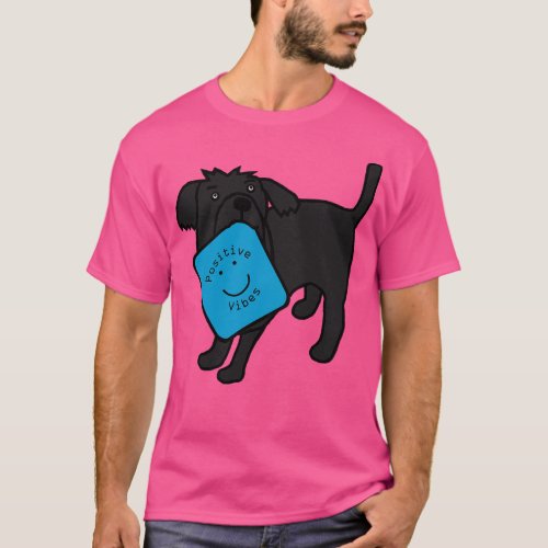 Cute Dog with Positive Vibes Smiley Face T_Shirt