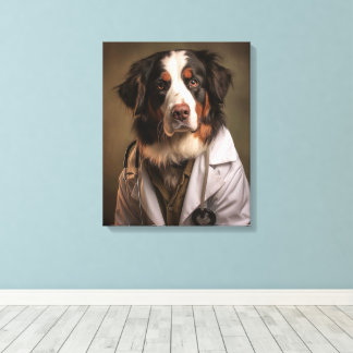 Cute Dog Working as a Doctor Canvas Print