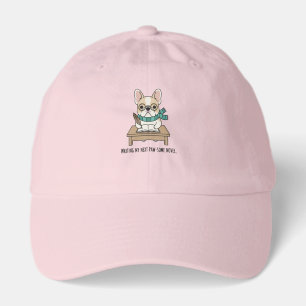 Cute Dog Writer Glasses Scarf Sketch Light Pink Hat
