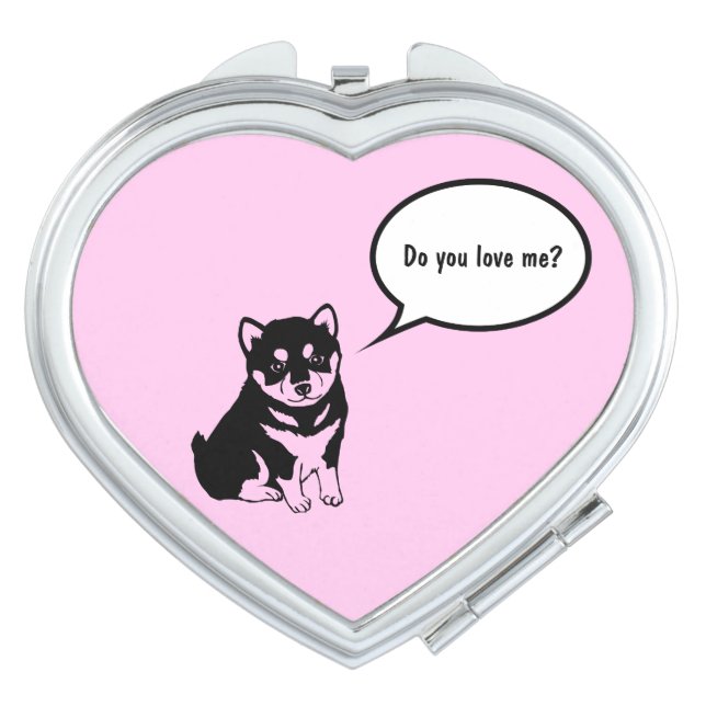 Cute Dog Year Speech Bubble Heart Compact mirror (Front)