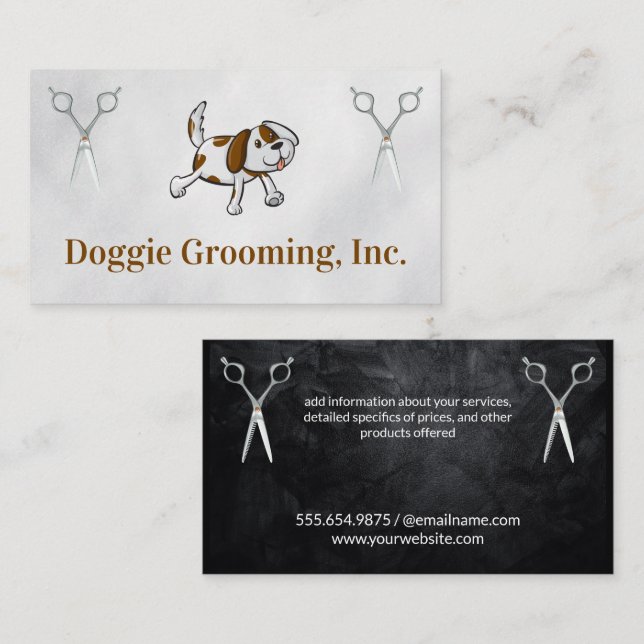 Cute Doggie | Dog Grooming Scissors Business Card (Front/Back)