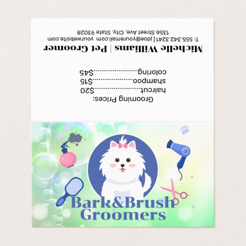 Cute Doggie  Grooming Tools  Soap Bubbles Business Card