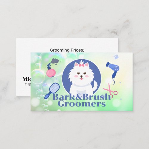 Cute Doggie  Grooming Tools  Soap Bubbles Business Card