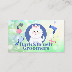 Cute Doggie Grooming Tools Soap Bubbles Business Card