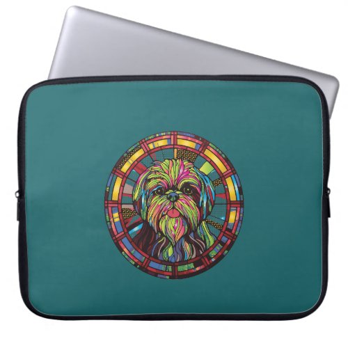 CUTE DOGGIE IN STAINED GLASS LAPTOP SLEEVE