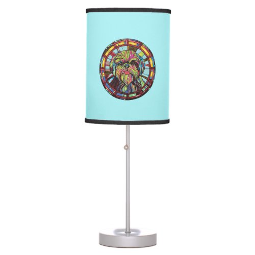 CUTE DOGGIE IN STAINED GLASS TABLE LAMP