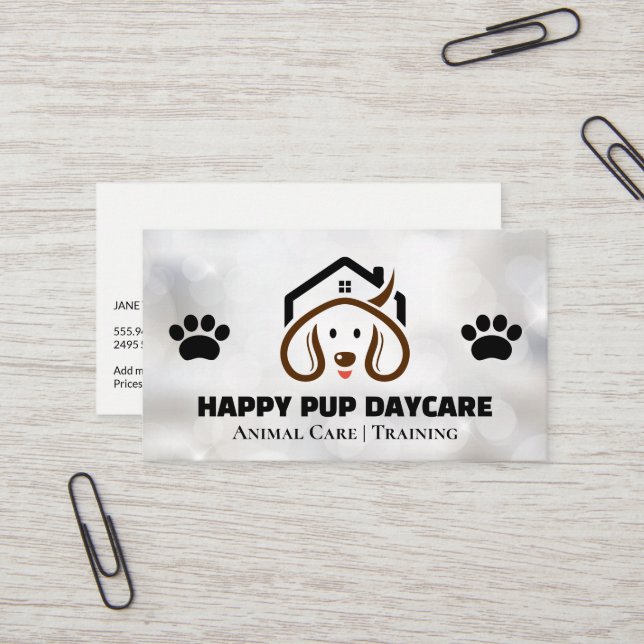 Cute Doggy and Home Logo | Paws Business Card (Front/Back In Situ)