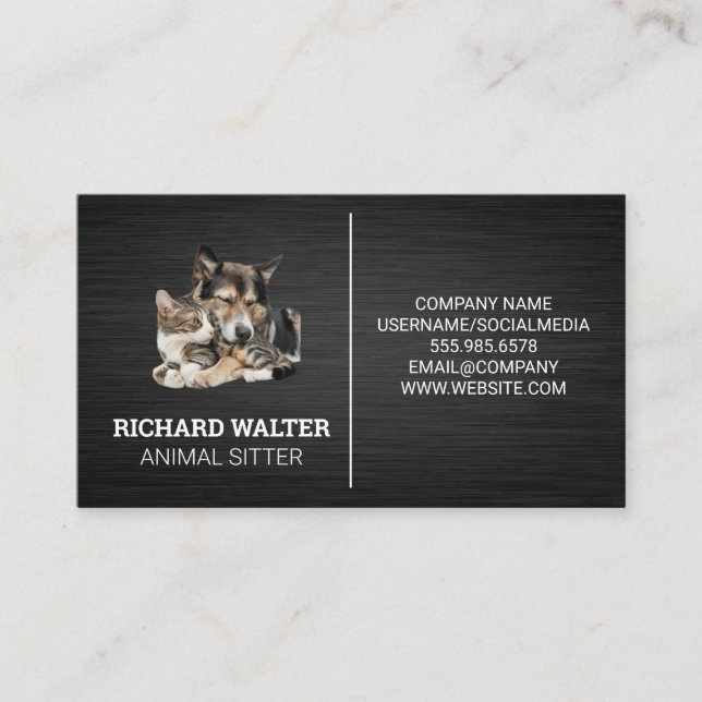 Cute Doggy and Kitty | Animal Services Business Card (Front)