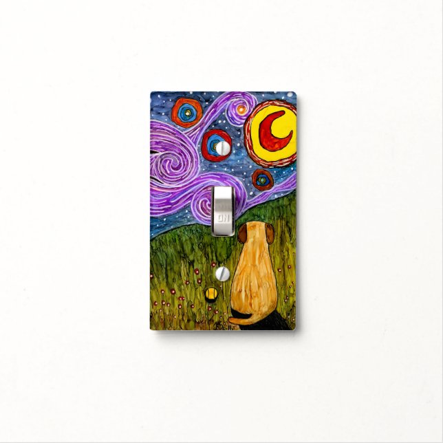 Cute Doggy Starry Night Light Switch Cover (In Situ)