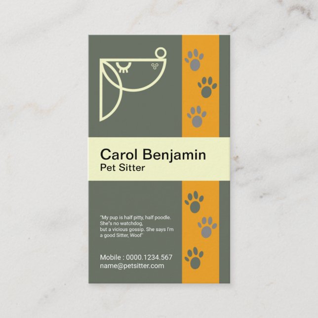 Cute Doggy Stylish Paw Prints Pathway Pet Sitter Business Card (Front)
