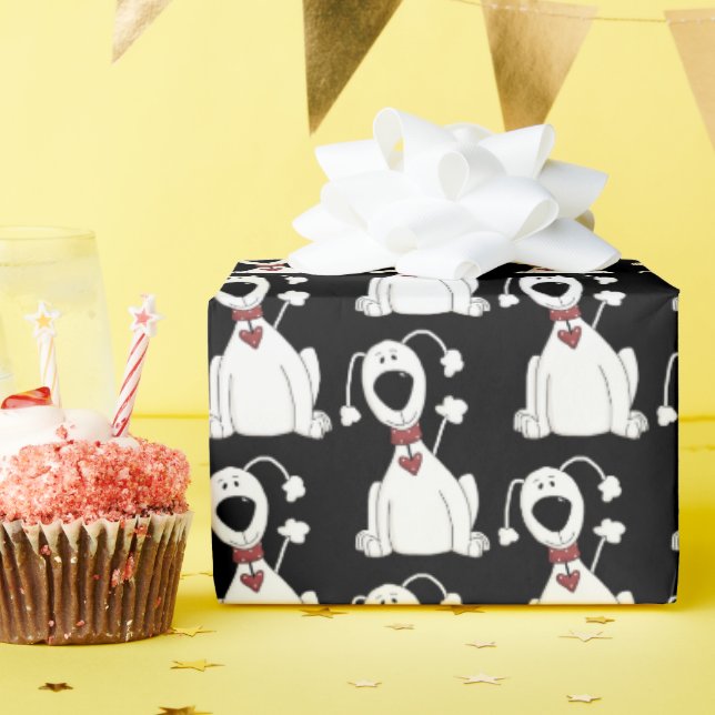cute doggy with red heart wrapping paper (Birthday Party)