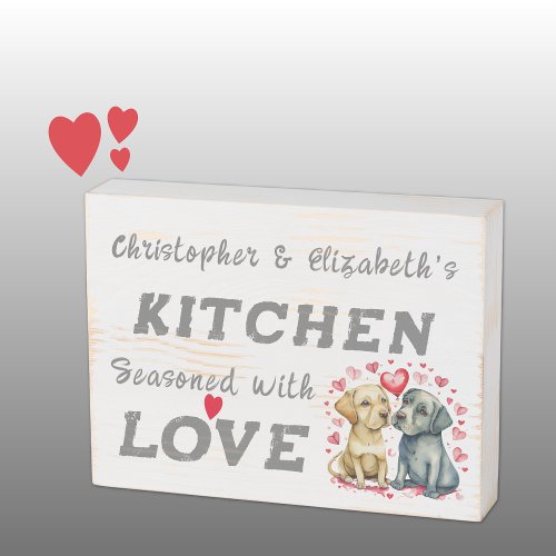 Cute dogs add names love rustic kitchen grey wooden box sign