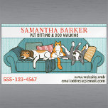 Cute Dogs and Cat Pet Sitting Animal Care Funny Business Card Magnet<br><div class="desc">This funny magnetic business card features a side-eye hound dog, orange tabby cat sitting like a person, and a goofy terrier. Great for pet sitters, veterinarians, dog and cat daycare, and many more animal care professionals. Stand out with this whimsical design that your clients can keep on their fridge for...</div>