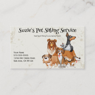 Cute Dogs and Cat Pet Sitting Service Business Card