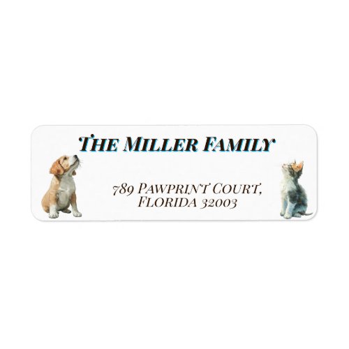 Cute dogs and cats look up Personalized Label